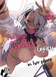 1girls coffedrug doujin doujin_cover doujinshi doujinshi_cover english english_text female female_focus full_color gal gyaru gyaru_gal kuro_gyaru more_at_source namaiki_jk_ga_wakaraserareru_hon onkyu putting_a_cheeky_gyaru_in_her_place tagme text translated