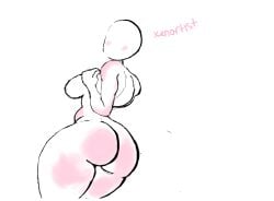 bald_female blush breasts featureless_face large_ass no_face simple_artstyle sole_female