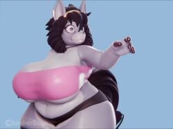 big_breasts breasts chunkerbuns cleavage female furry gun haylee_(chunkerbuns) huge_breasts tagme thick_thighs video wide_hips