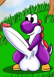 1boy absurd_res admiralspyro anthro balls big_penis dinosaur dragon genitals hi_res huge_cock male mario_(series) mythological_creature mythological_scalie mythology nintendo nude penis prehistoric_species purple_body purple_yoshi reptile scales scalie solo yoshi