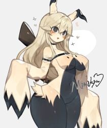 <3 1girls @_@ accessory anthro ass belly belly_button big_ass big_breasts big_butt black_eyes blonde_hair blush breasts cheek_spots ear female female_only generation_7_pokemon hi_res mimikyu nintendo pokemon pokemon_(species) solo tail thick_thighs thighs toge77789 togetoge wide_sleeves