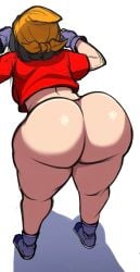 1girls aged_up alternate_ass_size ass bandana big_ass black_hair blackwhiplash bottomless bubble_butt butt crop_top dat_ass dragon_ball dragon_ball_gt fat_ass female half_naked huge_ass huge_butt light-skinned no_panties pan_(dragon_ball) red_clothing red_shirt shoes thick thick_ass thick_thighs thighs white_background