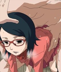 bangs bent_over black_eyes black_hair boruto:_naruto_next_generations clothed crying crying_with_eyes_open doggy_style drool empty_eyes female glasses heavy_breathing male naruto nude oekaki rape red_frame_glasses restrained sarada_uchiha school_uniform sex short_hair sweat sweatdrop tears tomu_(tomubobu) young