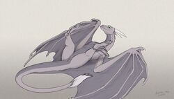 2017 anus claws dragon female feral green_eyes grey_skin horn kodardragon membranous_wings pussy scalie simple_background solo wings wyvern