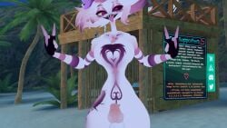 angel_dust_(hazbin_hotel) anthro fingerless_gloves fuckmeat_vr nude purple_eyes solo_male spider tongue_out vrchat white_fur