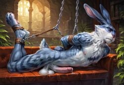 anthro_only balls bdsm_gear bondage bunnymund cock cum dreamworks easter_bunny easter_bunny_(rise_of_the_guardians) furry male_only paramount_pictures rise_of_the_guardians tied_up yiff