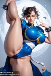 ai_generated big_breasts cameltoe chun-li female female_focus female_only looking_at_viewer one_leg_up spread_legs stable_diffusion street_fighter street_fighter_6 street_fighter_v thick_thighs winterzone