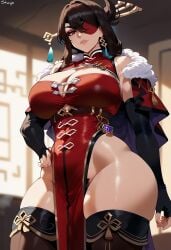 ai_generated ass beidou_(genshin_impact) big_ass big_butt bubble_butt female_pubic_hair genshin_impact muscular_thighs pubes rayasox thick_ass thick_legs thick_thighs