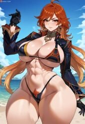 ai_generated ass big_ass big_butt bikini bubble_butt genshin_impact mavuika_(genshin_impact) muscular_thighs rayasox thick_ass thick_legs thick_thighs