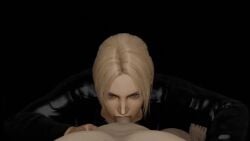 1boy 1girls animated blonde_hair blue_eyes deepthroat fellatio fellatio_gesture female latex latex_suit leather nina_williams no_sound oral pov tagme tekken tekken_7 video