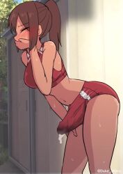 1futa 2d 2d_animation animated aroused aroused_face artist_name big_breasts big_penis breasts brown_eyes brown_hair bulge clothed clothing covering_mouth cum cum_drip cum_dripping cum_dripping_from_penis cum_in_clothes cum_through_clothes dickgirl duke_shiwa ejaculation erection erection_under_clothes excessive_cum from_side fully_clothed futa_only futanari gym_uniform hands-free handsfree_ejaculation human large_penis leaking_cum leaking_precum light-skinned_futanari light_skin moaning orgasm outdoors penis ponytail precum precum_drip precum_through_clothing precum_through_underwear projectile_cum shiwa_kou shorter_than_30_seconds shorts solo solo_futa sound standing tagme tenting track_uniform trembling twitching_penis vertical_video video