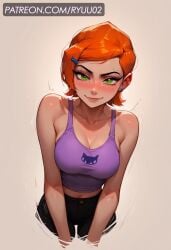 ai_generated ben_10 big_ass big_breasts blush cargo_pants gwen_tennyson gwen_tennyson_(classic) hair looking_at_viewer medium_breasts orange orange_hair pose ryuuziken01 short_hair smile smiling_at_viewer tank_top