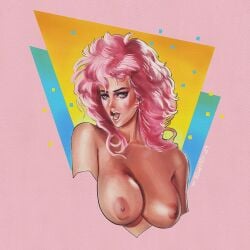 1girls big_breasts breasts female female_only jem jem_and_the_holograms nipples pablo_romero pink_hair solo solo_female