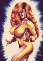 1girls erect_nipples female female_only jean_grey long_hair marvel marvel_comics mutant_(marvel) nipple_bulge pablo_romero red_hair skintight solo solo_female x-men