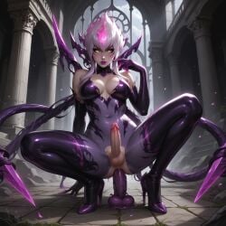 ai_generated anal blindparty civitai dildo evelynn flame_hair futanari high_heels league_of_legends masturbation penis pink_fire sex_toy solo tentacle weapon white_hair yellow_eyes