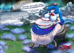 blue_hair iku_nagae large_breasts spaghetticultists tenshi_hinanawi touhou vore vore_belly