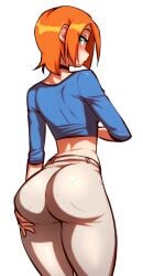 1girls ai_generated ass ben_10 big_ass dat_ass female green_eyes gwen_tennyson mullon novelai orange_hair