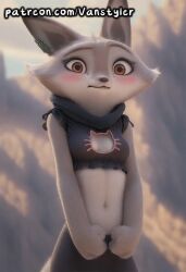 ai_generated anthro blush cat_cutout cat_lingerie cleavage cleavage_cutout cleavage_dress clothing_cutout dreamworks fox fox_ears grey_fur kung_fu_panda kung_fu_panda_4 meme meme_attire meme_clothing patreon sfw solo solo_female solo_focus vanstyler zhen_(kung_fu_panda)