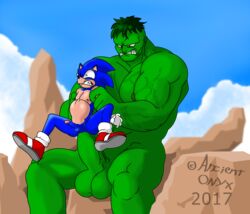 2017 2boys anal anal_penetration anal_sex ancient-onyx anthro artist_signature balls bulge clouds comics crossover dated erect erect_while_penetrated erection gay gloves green-skinned_male green_hair green_skin gritting_teeth hedgehog huge_balls huge_cock huge_penis huge_testicles hulk hulk_(series) human human_on_anthro interspecies larger_male looking_down male male_on_male male_only male_penetrated marvel marvel_comics multiple_boys multiple_males muscular muscular_male neon_green nipples nude one_eye_closed penis penis_size_difference rocks signature sitting sitting_on_penis size_difference sky smaller_male sneakers sonic_(series) sonic_team sonic_the_hedgehog stomach_bulge testicles veiny_penis video_games yaoi