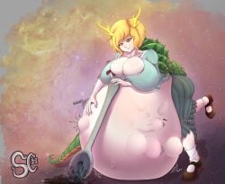 dragon_girl female_pred female_prey kicchou_yachie spaghetticultists touhou vore vore_belly yuuma_toutetsu