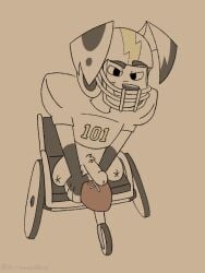 101_dalmatian_street 101_dalmatians anthro canid canine canis clothing costume dalmatian delgado_(101_dalmatians) disney domestic_dog genitals halloween hi_res holidays inktober male male_focus male_only mammal penis slightlyarousedguy solo vehicle wheelchair