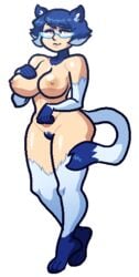 1girls 2016 3_toes 4_fingers aliasing animal_humanoid anthro barefoot begging begging_pose beige_nipples big_breasts biped blue_fur blue_hair blue_pussy breasts brown_eyes cat_humanoid dipstick_tail erect_nipples eyelashes eyewear feet feline female female_only fingerless_(marking) front_view fukmin-dx full-length_portrait fur glasses gloves_(marking) hair hand_on_breast hindpaw humanoid humanoid_feet humanoid_hands inner_ear_fluff light_skin long_tail looking_away looking_up low_res mammal markings multicolored_fur multicolored_hair multicolored_tail nipples nude paws portrait pubic_hair pussy raised_heel short_hair simple_background smile socks_(marking) solo standing tail tiptoes toeless_(marking) toes two_tone_fur two_tone_hair voluptuous white_background white_fur white_hair white_skin