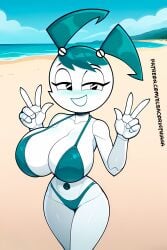 1girls 1woman ai ai_art ai_generated beach big_breasts bikini bikini_bottom bikini_top black_eyes blue_bikini blue_bikini_bottom blue_bikini_top blue_hair blue_hair_female breasts cartoon curvaceous elsacorinthiana exposed_midriff exposed_shoulders exposed_torso female female female_only hentai hourglass_figure huge_breasts jenny_wakeman light-skinned_female light_skin looking_at_viewer midriff my_life_as_a_teenage_robot nature navel nickelodeon nicktoons partially_clothed partially_clothed_female patreon patreon_link patreon_url robot robot_girl sea_background semi-naked semi-nude semi_nude shoulders skinny solo standing standing_position sunny sunny_beach thin_body