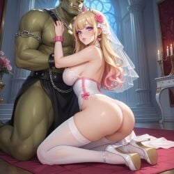 ai_generated cum feet female footjob from_behind goth human human_female indoors light-skinned_female light_skin lustyeyes91 male male/female mindbreak orc orc_male orgasm original_character princess sex slave stockings thigh_highs thigh_job throne_room white white_legwear