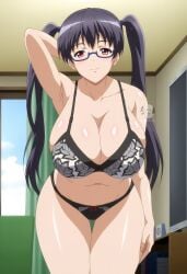 ai_generated arisato_yu bra character_request glasses thong