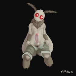 2017 abs antennae anthropod arm_hair arthropod balls black_background clothed clothing erection foreskin fur fur_tuft grey_bottomwear hi_res humanoid_penis insects long_penis looking_at_viewer male male_only moth open_pants pants_down partially_clothed partially_retracted_foreskin penis red_eyes retracted_foreskin rowan_(twang) signature simple_background skinny solo tuft twang uncut undressing white_balls white_penis white_skin wings