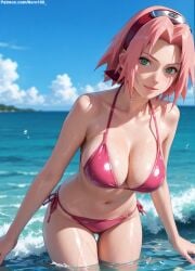 1girls 2d ai_generated akura_haruno areolae armpit bare_arms big_breasts bikini bikini_top boruto:_naruto_next_generations breasts chest curvy curvy_figure cute cute_face detailed eyelashes eyeshadow female female_only fit fit_female focus hair high_quality large_breasts legs light-skinned_female light_skin lips lipstick looking_at_viewer makeup mascara naruto naruto_(series) naruto_shippuden nero100 ocean outdoors outside pale-skinned_female pale_skin pink_hair posing sakura_haruno sea seaside seductive seductive_look short_hair stable_diffusion tagme thighs thin_waist