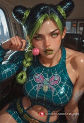1girl 1girls ai_generated beautiful big_ass big_breasts black_hair blush booty braid braided_hair busty cassypics curvy cute double_bun erotic fanart female fit fit_body fit_female green_eyes green_hair green_lipstick high_quality highres hot hourglass_figure jojo's_bizarre_adventure jolyne_kujo lollipop long_eyelashes looking_at_viewer multicolored_hair muscular muscular_female naked navel nude parted_lips patreon portrait puffy_lips puffy_nipples round_ass round_breasts round_butt sexy slim_waist stomach strong_female thick thick_ass thick_legs thick_thighs tongue waifu wet wet_body wide_hips