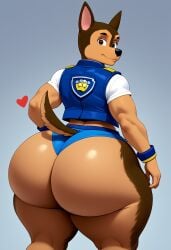 ai_generated chase_(paw_patrol) huge_ass huge_butt huge_thighs looking_at_viewer male male_only paw_patrol thong