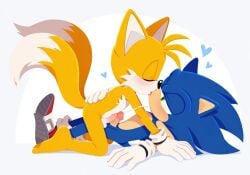 aged_up closed_eyes cum cumming cute ejaculation gay half-closed_eyes hand_on_back homosexual kissing laying_down looking_at_partner miles_prower on_top passionate passionate_kiss penis penises_touching sensual sonic_(series) sonic_the_hedgehog sonic_the_hedgehog_(series) tails tails_the_fox yaoi