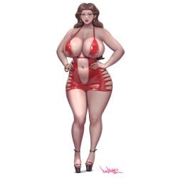 1girls cleavage female female_only gigantic_breasts huge_breasts huge_hips human pinkdrawz revealing_clothes solo solo_female standing thick_thighs voluptuous wide_hips