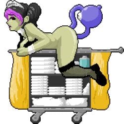 anal anal_sex animated animated_image black_hair bottomless breasts double_penetration female female_penetrated from_behind from_behind_position green_skin maid maid_headdress maid_outfit maid_uniform mindy_(character) monster monster_on_female pixel_art purple_hair sex sexums_(artist) side_view simply_mindy tentacle tentacle_in_ass tentacle_in_pussy tentacle_sex transparent_background twintails two_tone_hair vaginal_penetration