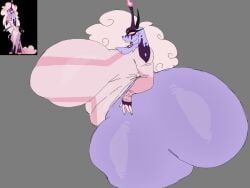 1girls anthro ass ass_bigger_than_head belphegor_(helluva_boss) big_ass big_breasts big_butt bottomless breasts breasts_bigger_than_head bubble_butt clothing curvaceous curvy curvy_figure demon demon_girl female female_only furry goat gray_background heavensthroat helluva_boss horns huge_ass huge_breasts hyper_ass hyper_breasts long_hair mostly_nude pink_sclera reference_image side_view solo solo_female thick_thighs voluptuous voluptuous_female white_hair white_pupils wide_hips