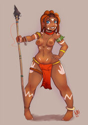 dark-skinned_female dark_skin female full-length_portrait full_length native nerdbayne solo spear standing tribal weapon