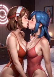2girls ai_generated animated civitai dawn_(pokemon) hailuoai hotel_room kissing light-skinned_female lingerie may_(pokemon) mikey-rg97 no_sound passionate_kiss pokemon shorter_than_30_seconds tagme teenager video yuri
