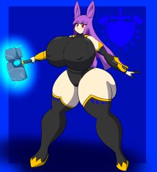 1girls big_breasts boots breasts curvaceous curvy curvy_body curvy_figure female_only gloves hammer huge_boobs huge_breasts long_hair long_hair_female oc original_character purple_hair purple_hair_female rabbit_girl solo solo_female solo_focus tagme thick_thighs thighhighs thighs ultrazeta120 weapon
