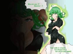 angry animated aware before_and_after body_control censored clothed dialogue english_text fellatio female femsub green_eyes green_hair hard_translated instant_loss kneeling konnandakke male maledom one_punch_man oral pendulum penis pubic_hair stray_pubes tagme tatsumaki tatsumaki_(one_punch_man text translated