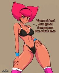 destripando_la_historia goddess hestia hestia_(destripando_la_historia) hestia_(greek_mythology) kolossusdraw orange_ orange_body pink_hair red_hair red_skin sports_bra sports_uniform