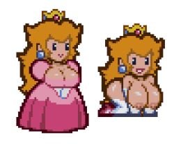 blonde_hair breasts cleavage female mario_(series) nipples nude nude_female paper_mario paper_peach pixel_art pixellystuff princess_peach sprite_edit tagme transparent_background