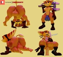 2023 3d_(artwork) 5_fingers all_fours anal anal_masturbation anal_sex anthro anus ass backsack balls big_butt blue_clothing blue_underwear boots brown_boots brown_clothing brown_ears brown_eyebrows brown_footwear brown_gloves brown_handwear brown_headwear camseven circumcised clothing crouching digital_media_(artwork) dildo dildo_in_ass dildo_insertion ejaculation english_description erection eyebrows fingers footwear front_view g-string genitals gloves handwear headgear headwear hi_res holding_object holding_tool holding_weapon holding_wrench humanoid_genitalia humanoid_penis lombax looking_back looking_pleasured looking_through looking_through_legs male mammal masturbating_while_penetrated masturbation multiple_poses nude_anthro nude_male object_in_ass open_mouth penetration penile penile_masturbation penis perineum pink_anus pose ratchet_(ratchet_and_clank) ratchet_and_clank rear_view sex_toy sex_toy_in_ass sex_toy_insertion shoes simple_background sketch_page solo sony_corporation sony_interactive_entertainment sound_effects standing striped_ears tail tail_tuft text thick_eyebrows thick_thighs tongue tongue_out tools tuft underwear weapon wrench yellow_background