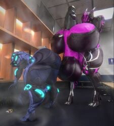big_ass big_breasts big_penis breasts bubble_butt cleavage female futanari huge_ass huge_breasts huge_cock ivara_(warframe) penis qzk_forte tagme thick_thighs valkyr_(warframe) warframe wide_hips