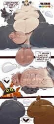 absurd_res anthro ass ass_to_ass ball_ring balls bangboo bear belly ben_bigger big_butt brown_body brown_fur dgoku64 eous_(zenless_zone_zero) erection fur genitals giant_panda hi_res male mammal mihoyo moobs navel nipples nude overweight pan_yin_hu penis vein veiny_penis zenless_zone_zero