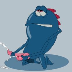 2_penises 3_arms 4_balls absurd_res alien alien_genitalia back_spines balls bent_legs blue_body bob-jiggles bodily_fluids clenched_teeth cum cum_on_ground cumshot diphallia diphallism ejaculation general_ma'ark genital_fluids genitals grey_background half-closed_eyes hand_behind_head hand_on_penis hi_res kneeling looking_pleasured male masturbation multi_arm multi_balls multi_genitalia multi_limb multi_penis narrowed_eyes orgasm orgasm_face penis red_spines rolling_with_the_ronks simple_background slightly_chubby slightly_chubby_male solo teeth teeth_showing unusual_anatomy unusual_genitalia xilam