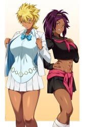 2girls character_request copyright_request fully_clothed lindaroze tagme