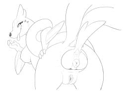 4:3 4_fingers absurd_res anal anal_sex anal_vore animal_genitalia animal_pussy anthro anus biped breasts canine_genitalia canine_pussy duo female female/female fingers floatzel generation_4_pokemon genitals halbean hi_res humanoid_genitalia humanoid_pussy large_insertion monochrome nintendo nipples penetration perineum pokemon pokemon_(species) pussy stretched_anus tail tongue tongue_out vore