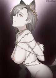 animal_ears arknights barbed_wire blood bound breasts dootmoon female kemonomimi nude nude_female penance_(arknights) thighs